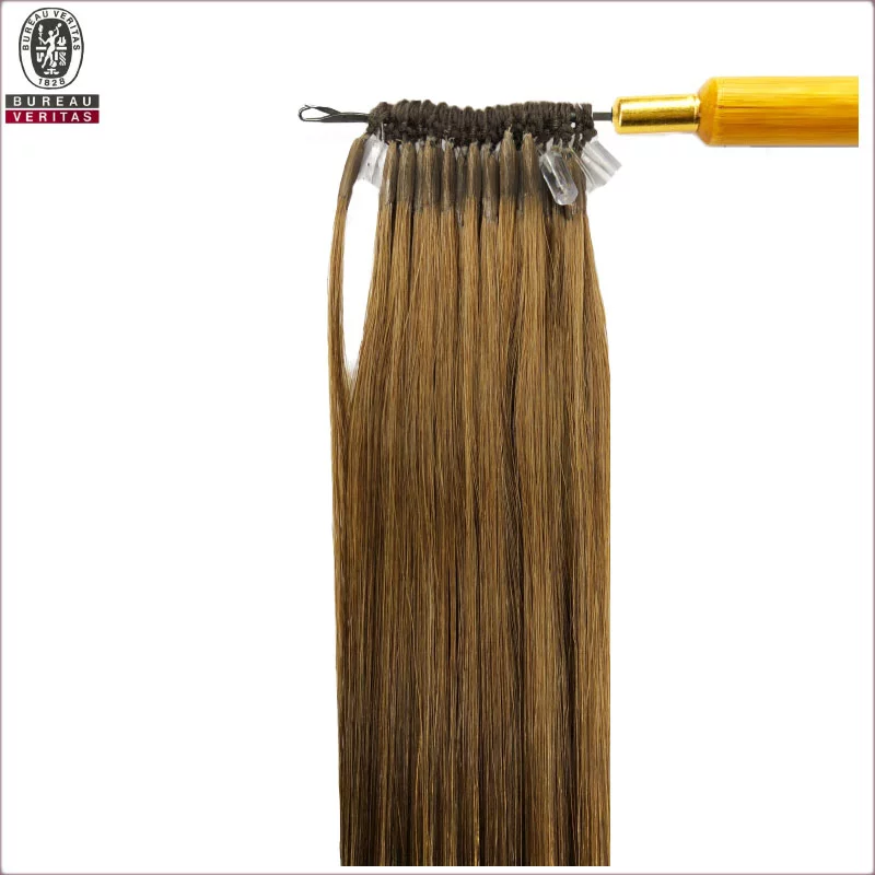 20 pulgadas cabello virgen brasileño Easy Pull Nudo hilo extensiones de pelo con hilo de seda de pescado transparente