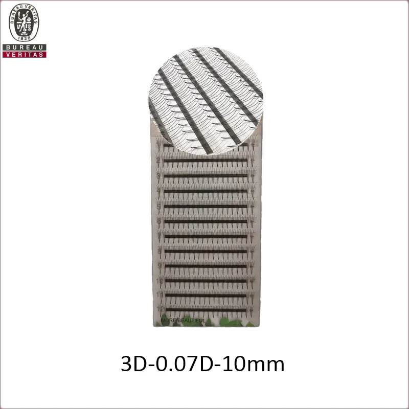 3D 0.07mm espesor C rizo estándar 9mm humano pestañas postizas -MSDS INCI COA BV SG ISO9001