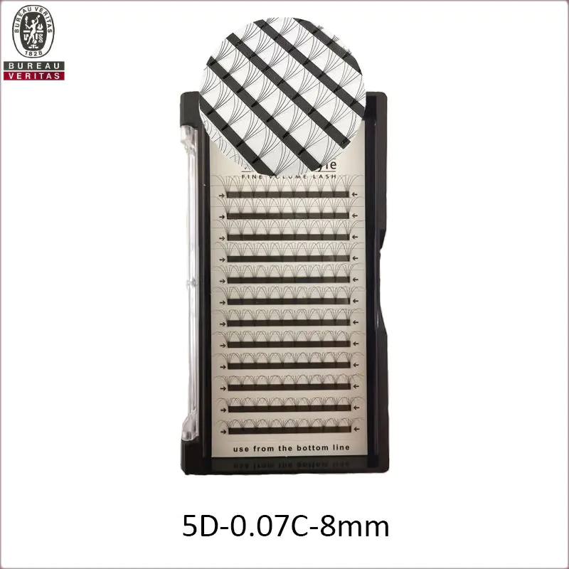 5D 0.07mm espesor C rizo estándar 8mm humano pestañas postizas -MSDS INCI COA BV SG ISO9001
