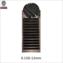 Suministro directo de fábrica de 0.15-D-12mm, aspecto natural, pestañas postizas de piel artificial, cinturón transparente
