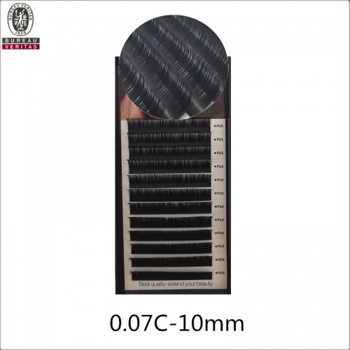 0.07-D-10mm Suministro directo de fábrica Extensiones de pestañas de visón sintético de aspecto natural con banda transparente