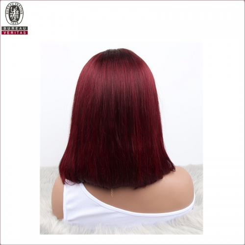 Fábrica precio barato Wigs humanos virgen brasileña 99 j color 14 pulgadas Full Lace front Straight Wig