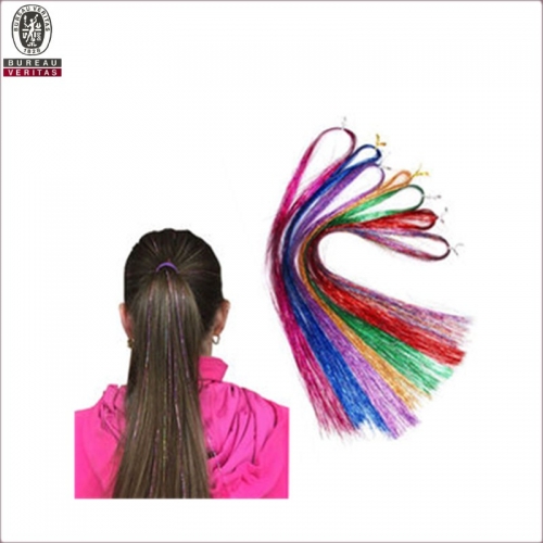 2020 moda 18" sintético brillo brillo Twinkle colorido pelo deslumbrante Tinsel Hair Extensiones para fiesta