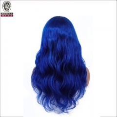 Fábrica al por mayor estilo caliente 130% densidad 20 pulgadas brasil brasileño onda azul cabello humano peluca virgen azul encaje front peluca